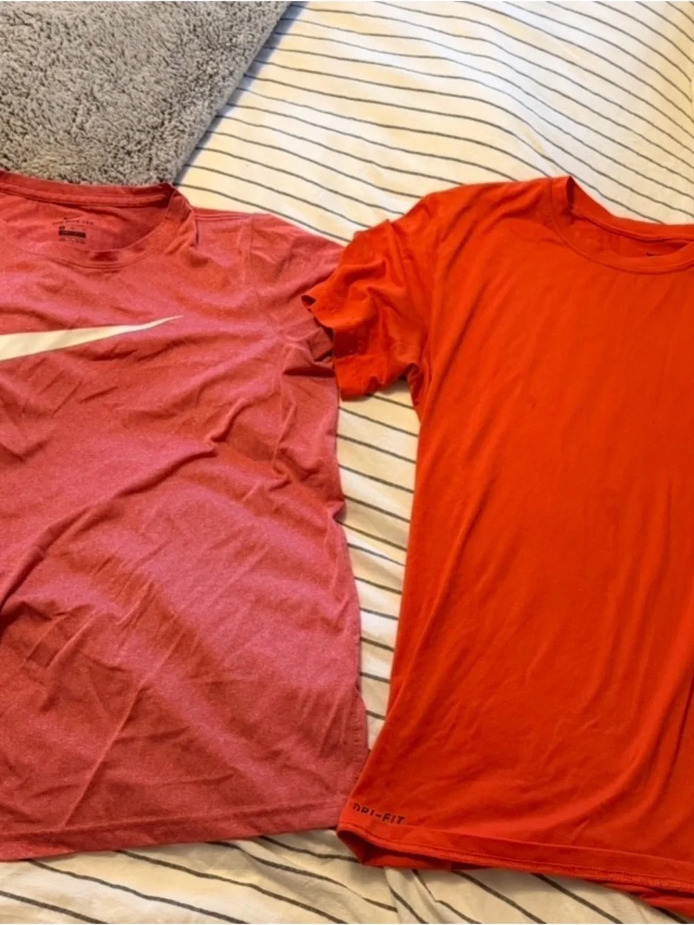 Nike Kids Short-Sleeve Athletic Tees in Maroon and Bright Orange